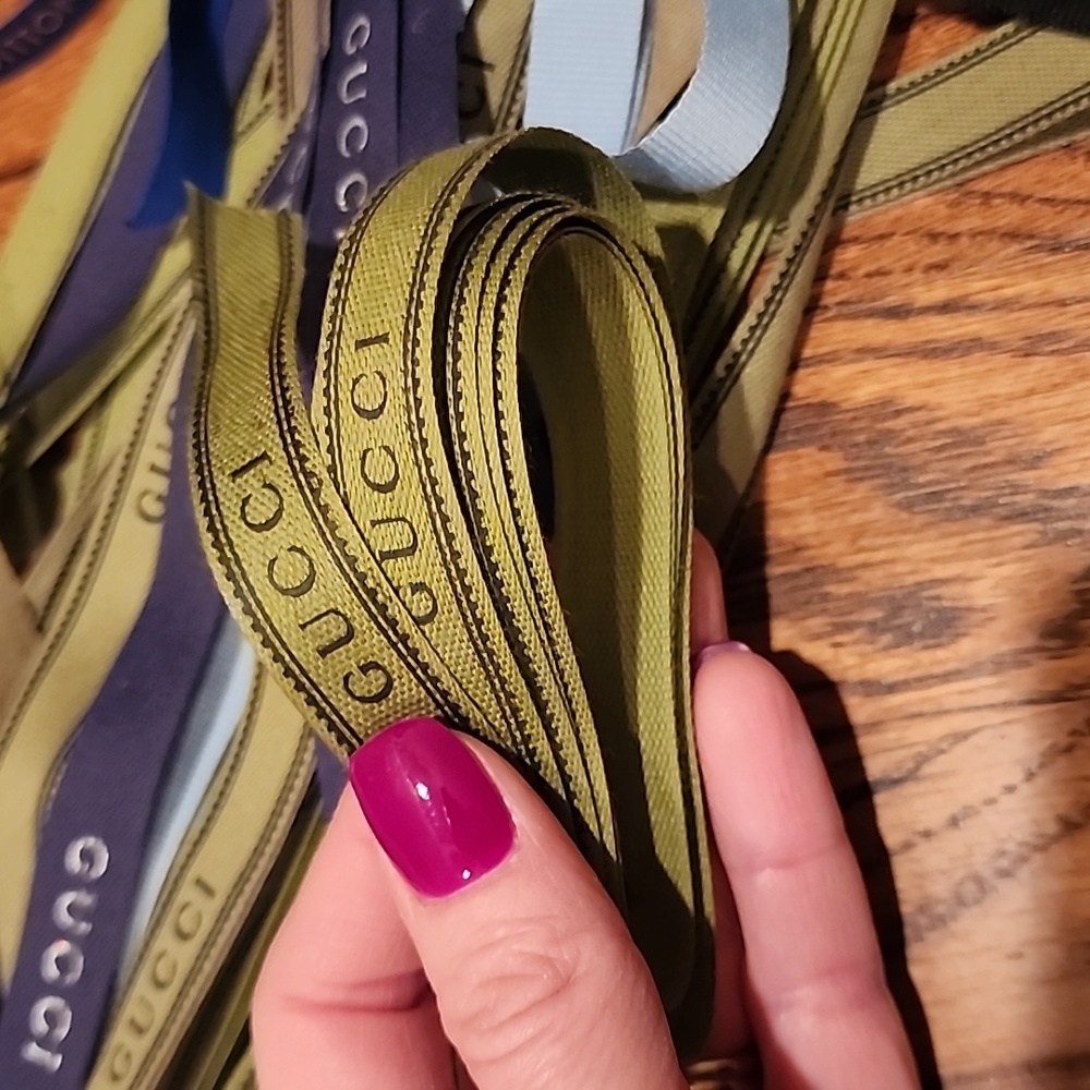 Green Linen Authentic Gucci Ribbon - 73" Long